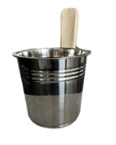 FINO Bucket, 2.3 Gallon Stainless Steel with Wooden Handle